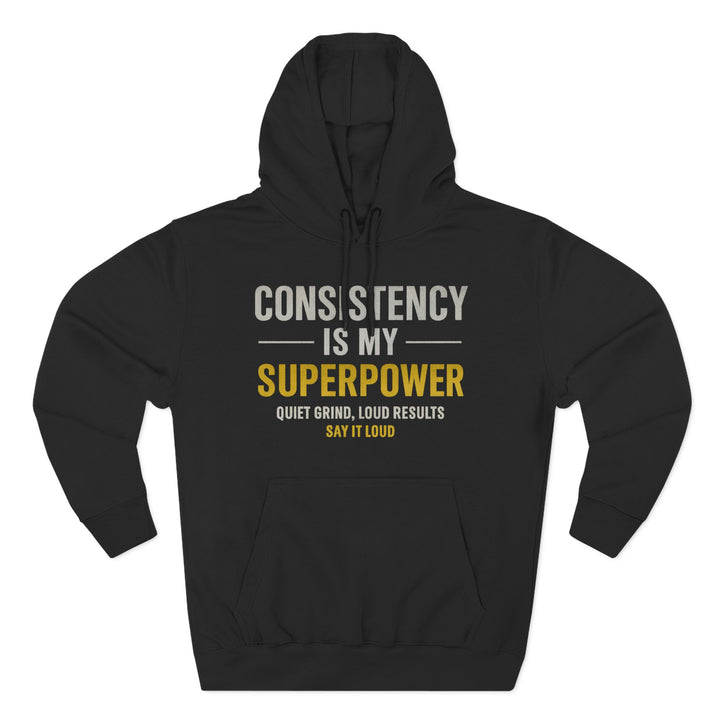 Consistency Is My Superpower Hoodie — Motivational Fitness Pullover