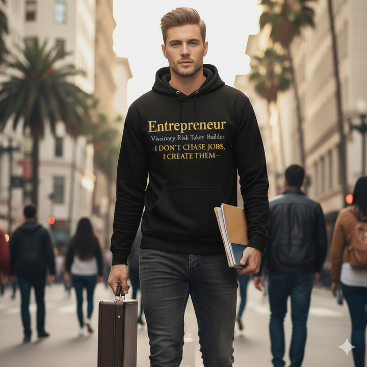 Entrepreneur Hoodie - "I Don't Chase Jobs, I Create Them" Motivational Pullover
