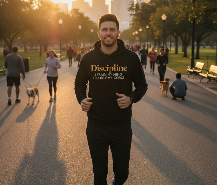 Discipline Hoodie — "I Train My Mind to Obey My Goals" Motivational Pullover