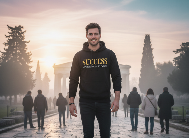 Success Hoodie — "It's Not Luck, It's Earned" Motivational Pullover