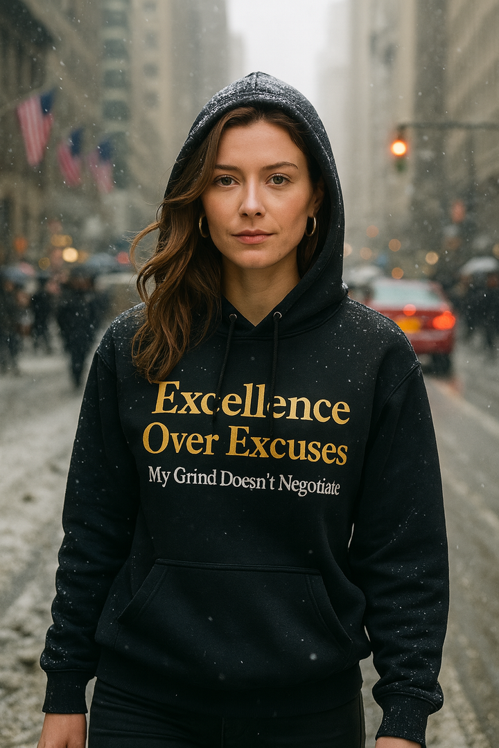Excellence Over Excuses Hoodie — "My Grind Doesn't Negotiate" Motivational Pullover